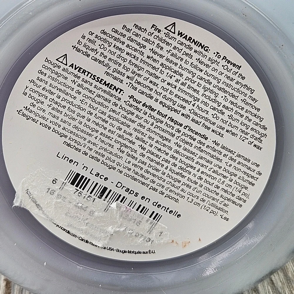 Gold Canyon Linen n Lace 16oz 2-Wick Glass Jar Lid Candle Purple Discontinued